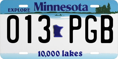 MN license plate 013PGB