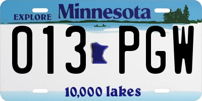 MN license plate 013PGW