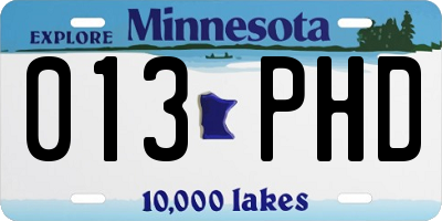 MN license plate 013PHD