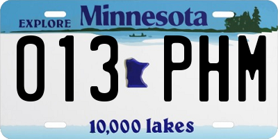 MN license plate 013PHM