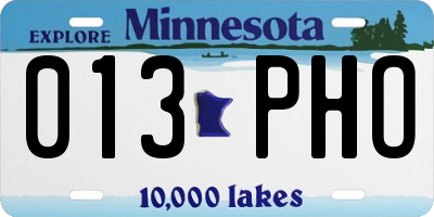 MN license plate 013PHO