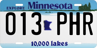 MN license plate 013PHR