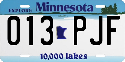 MN license plate 013PJF