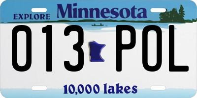 MN license plate 013POL