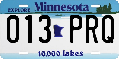 MN license plate 013PRQ