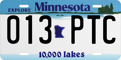 MN license plate 013PTC
