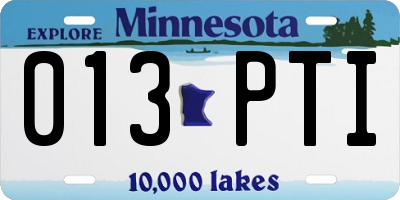 MN license plate 013PTI