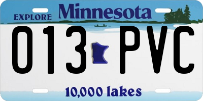 MN license plate 013PVC