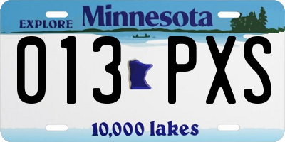 MN license plate 013PXS
