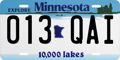 MN license plate 013QAI
