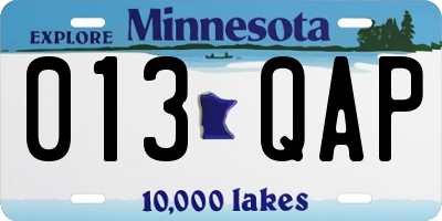 MN license plate 013QAP