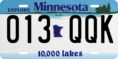 MN license plate 013QQK