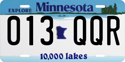 MN license plate 013QQR