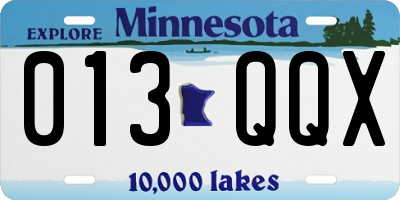 MN license plate 013QQX
