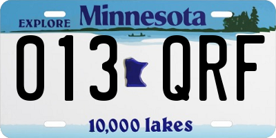 MN license plate 013QRF