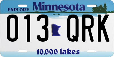 MN license plate 013QRK