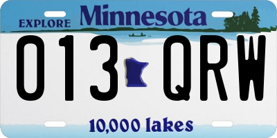 MN license plate 013QRW