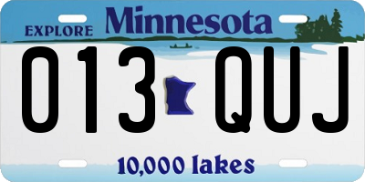 MN license plate 013QUJ