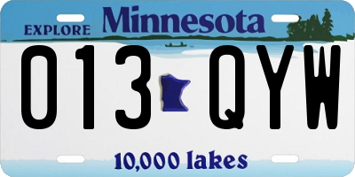 MN license plate 013QYW