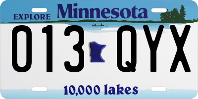 MN license plate 013QYX