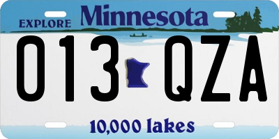 MN license plate 013QZA