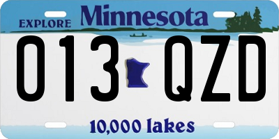 MN license plate 013QZD