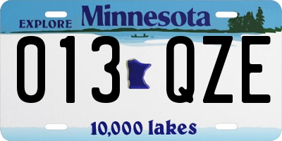 MN license plate 013QZE