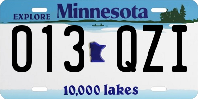 MN license plate 013QZI