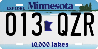 MN license plate 013QZR