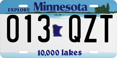 MN license plate 013QZT