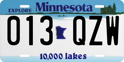 MN license plate 013QZW