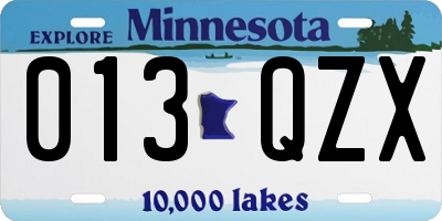 MN license plate 013QZX