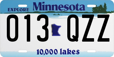 MN license plate 013QZZ