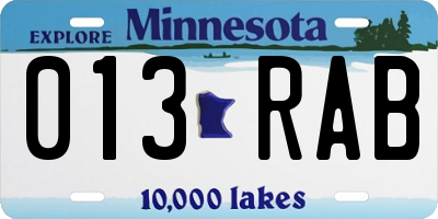 MN license plate 013RAB
