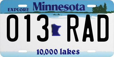MN license plate 013RAD