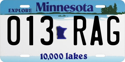 MN license plate 013RAG