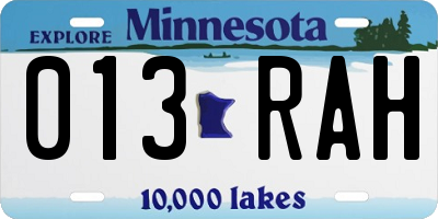 MN license plate 013RAH