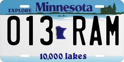 MN license plate 013RAM