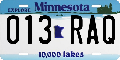 MN license plate 013RAQ