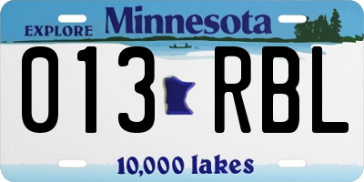 MN license plate 013RBL