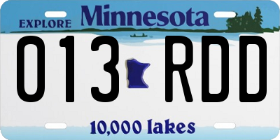 MN license plate 013RDD
