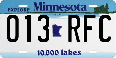 MN license plate 013RFC