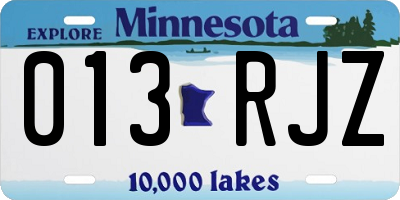 MN license plate 013RJZ