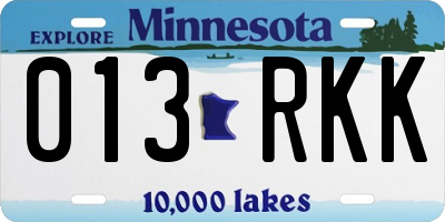 MN license plate 013RKK