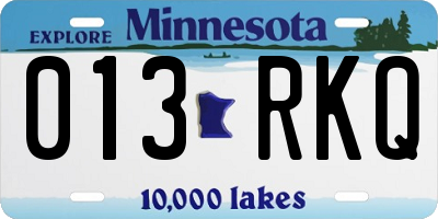 MN license plate 013RKQ