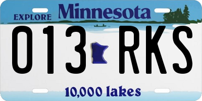 MN license plate 013RKS