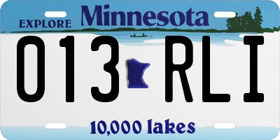 MN license plate 013RLI