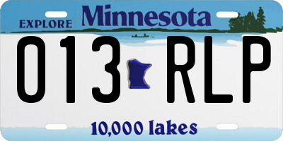 MN license plate 013RLP
