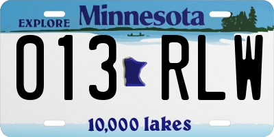MN license plate 013RLW