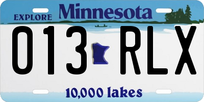 MN license plate 013RLX